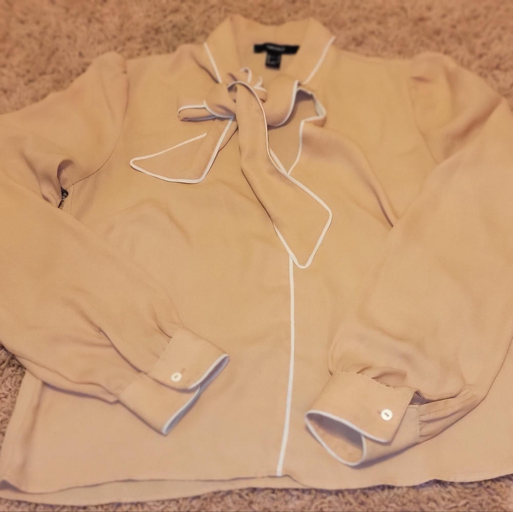FOREVER 21 Peach Bow Blouse